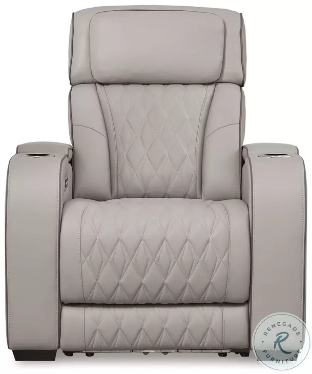 Boyington Gray Leather Power Recliner