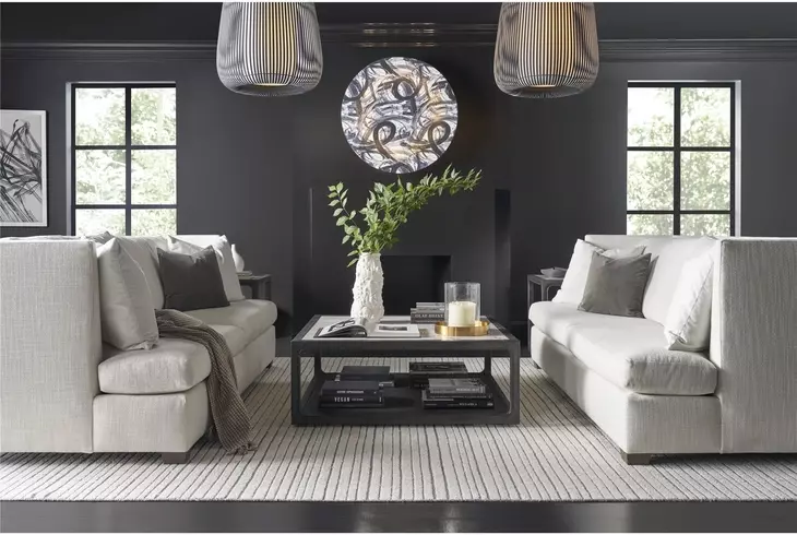 Waverly Ravenwood and Beige Square Stone Top Coffee Table