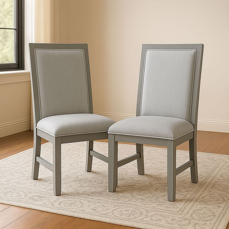 Fiona Mist Gray Upholstered Dining Side Chair Set of 2