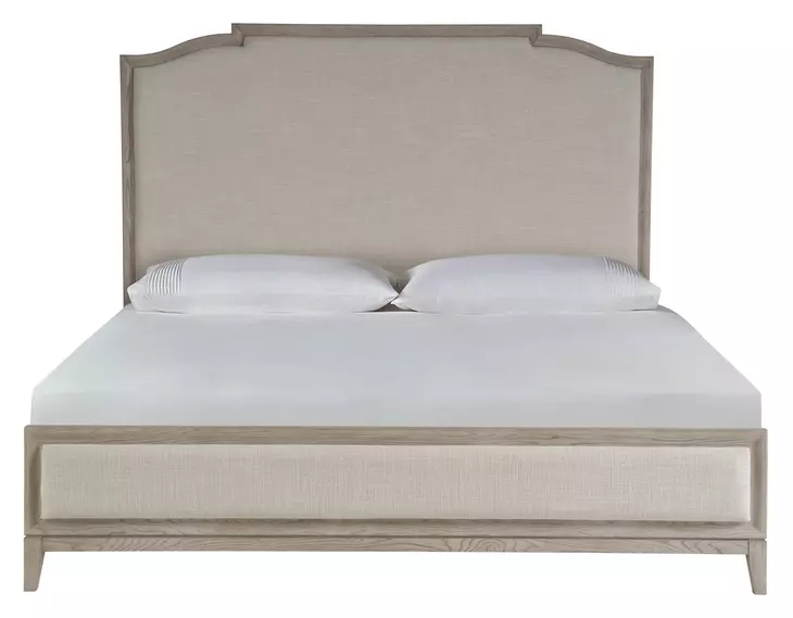 Waverly Beige and Rolling Fog King Upholstered Panel Bed