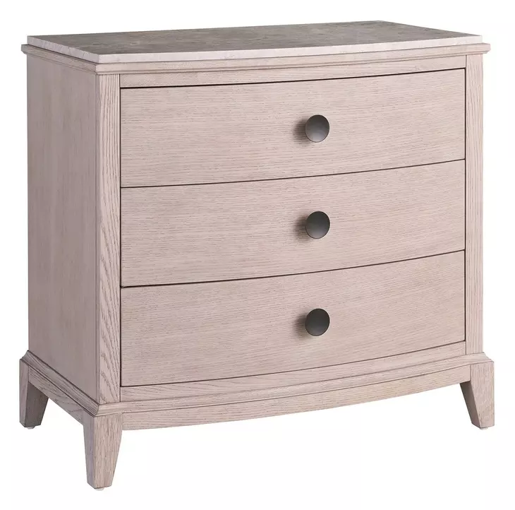 Waverly Rolling Fog 3 Drawer Marble Top Nightstand with USB Charging
