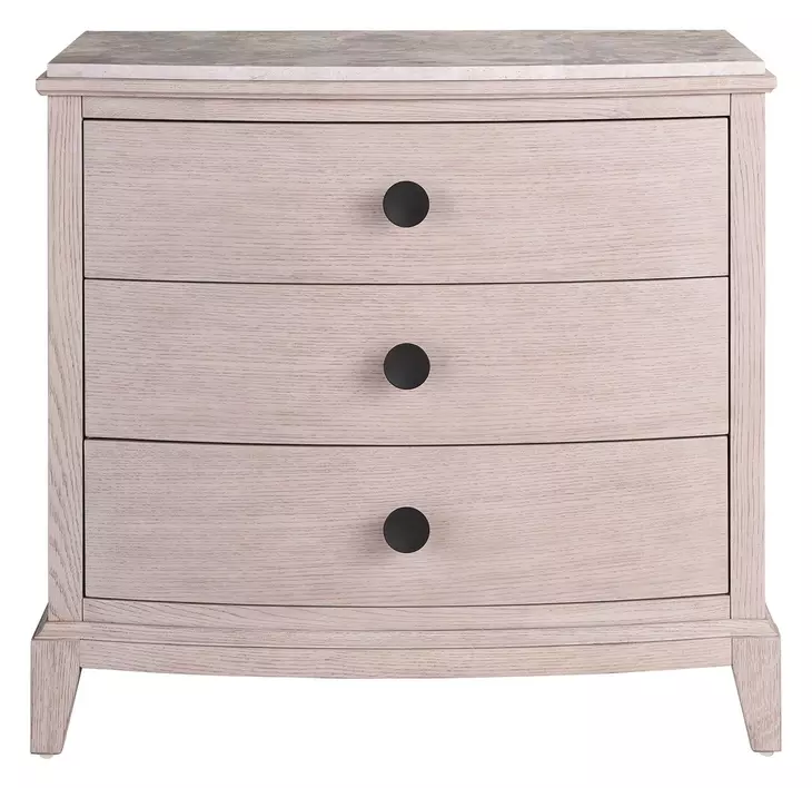 Waverly Rolling Fog 3 Drawer Marble Top Nightstand with USB Charging