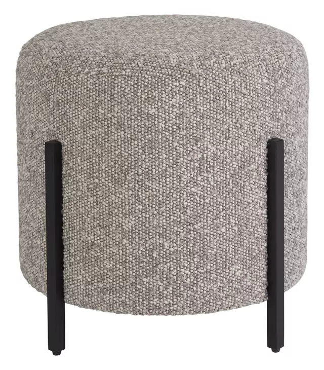 Coaslesce Gray Upholstered Round Pouf