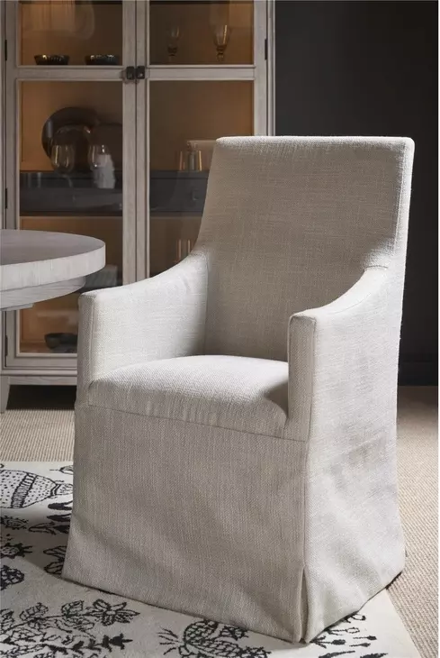 Waverly Beige Upholstered Slipcover Dining Chair