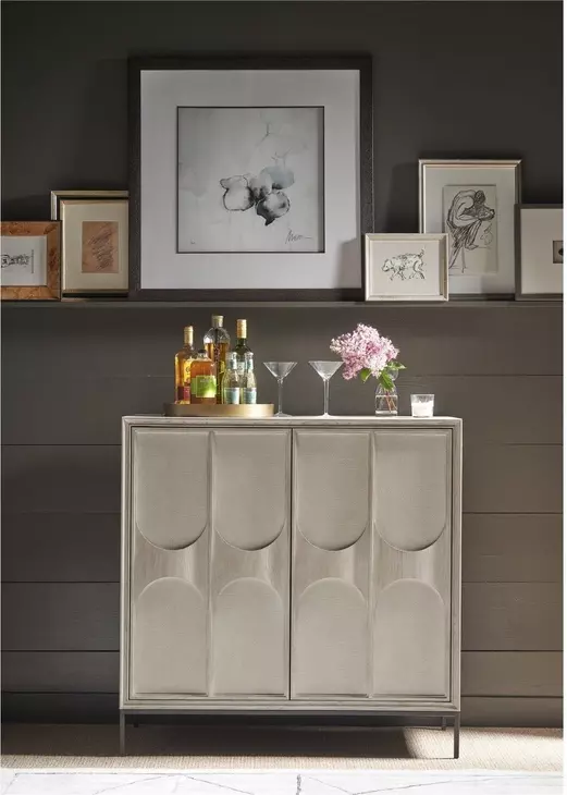 Coaslesce Rolling Fog and Black 2 Door Bar Cabinet