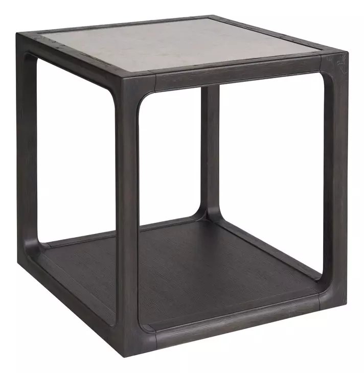 Waverly Ravenwood and Beige Rectangular Stone Top End Table