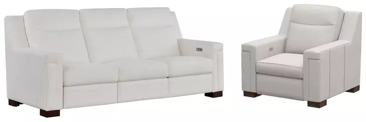 Mixon White Dual Power Reclining Living Room Set with USB Charging