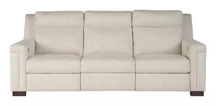 Flexwell Beige Performance Fabric 93" Dual Power Reclining Mixon Sofa with USB Charging