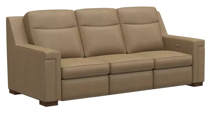 Mixon Brown Leather 93" Dual Power Reclining Sofa with USB Charging