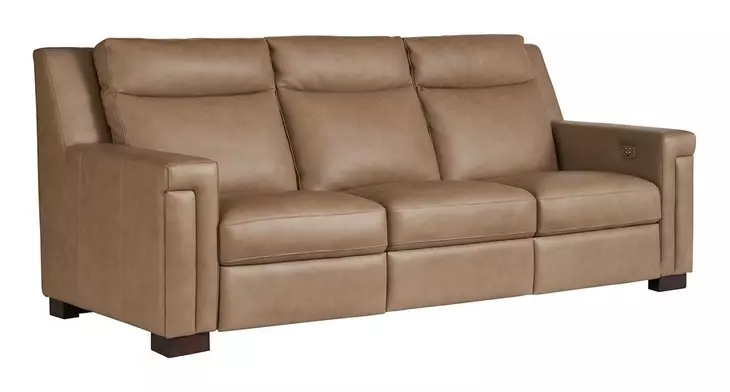 Flexwell Brown Leather 93" Dual Power Reclining Mixon Sofa with USB Charging