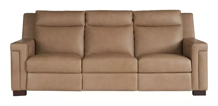 Flexwell Brown Leather 93" Dual Power Reclining Mixon Sofa with USB Charging