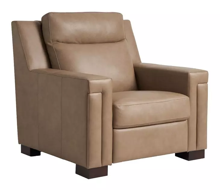 Flexwell Brown Leather Power Recliner with USB Charging