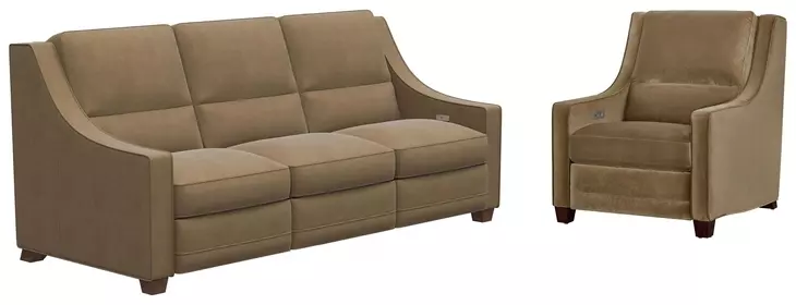 Serene Brown Dual Power Reclining Living Room Set with USB Charging