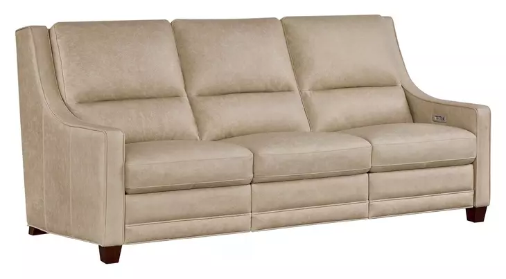 Serene Beige Leather 84" Dual Power Reclining Sofa with USB Charging