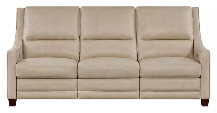 Serene Beige Leather 84" Dual Power Reclining Sofa with USB Charging