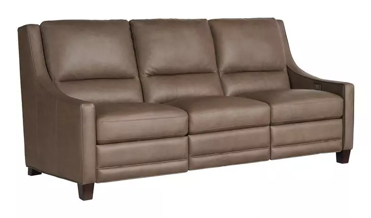 Flexwell Brown Leather 84" Dual Power Reclining Kelce Sofa with USB Charging