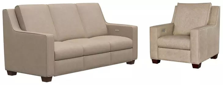 Tucker Brown Leather Power Reclining Living Room Set with USB Charging