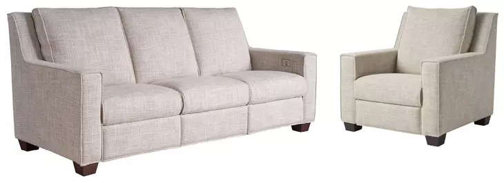 Flexwell Beige Performance Fabric Dual Power Reclining Tucker Living Room Set with USB Charging