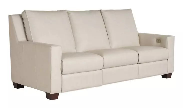 Flexwell White Leather 90" Dual Power Reclining Tucker Sofa with USB Charging