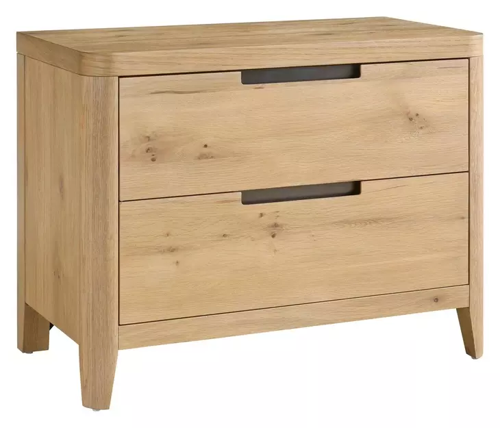 Evermont Organic Natural Oak 2 Drawer Walker Nightstand with USB Charging