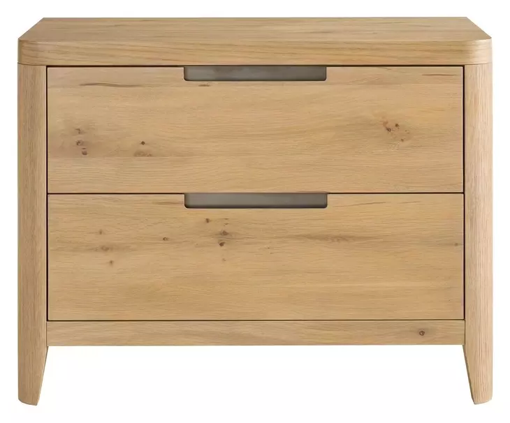 Evermont Organic Natural Oak 2 Drawer Walker Nightstand with USB Charging