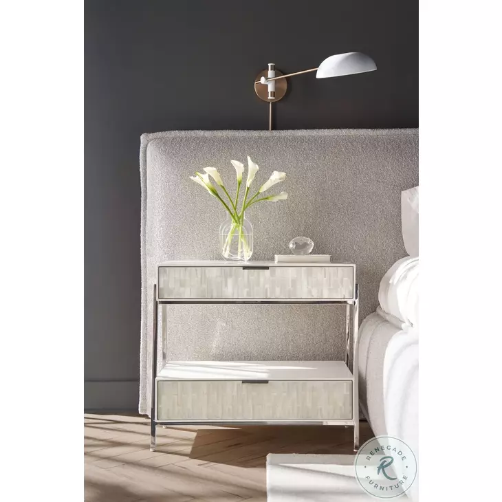 Elara Matte Selenite 2 Drawer Nightstand