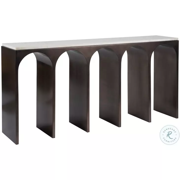 Vero White Banswara And Aged Satin Pewter Console Table