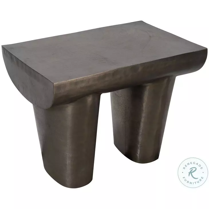 Forme Medium Graphite Brass Stool