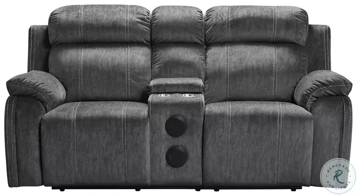 Tango Shadow Reclining 78" Console Loveseat With Speaker