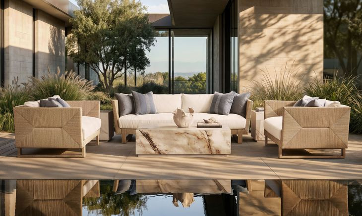 Praia Cream 92" Outdoor Sofa