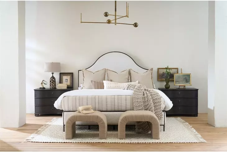 Griffith Park Beige and Gray Queen Upholstered Panel Bed