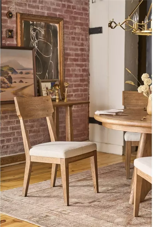 Griffith Park Beige Upholstered Wood Back Side Chair Set of 2
