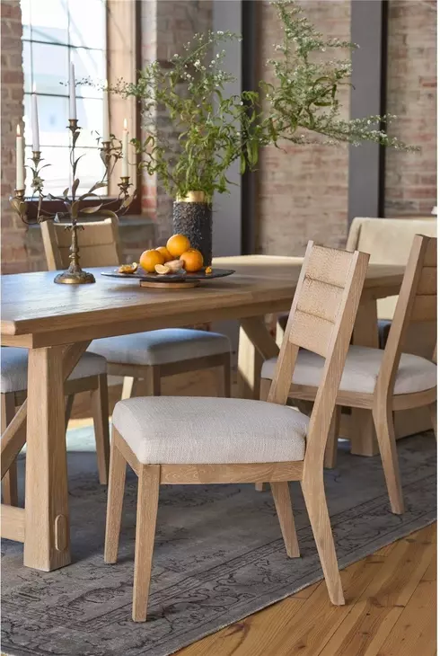 Griffith Park Beige Upholstered Cord Back Side Chair Set of 2