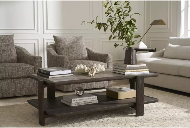 Evermont Sable and Dark Gray Travertine Top Occasional Table Set