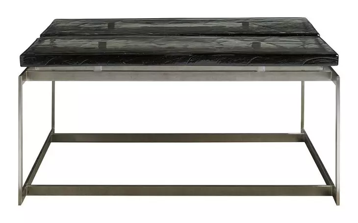 Grace Smoke and Antique Nickel Outdoor Square Glass Top Jordan Cocktail Table