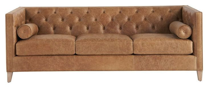 Wenston Sienna Aztec 90" Leather Sofa with Pillows