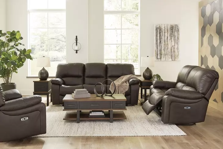 Leesworth Dark Brown Power Reclining Living Room Set