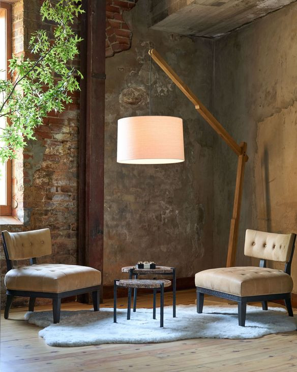 Archie Winchester Sandstone Leather Upholstered Accent Chair