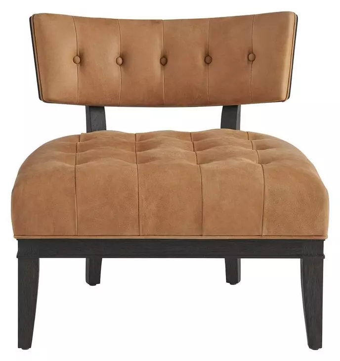 Archie Winchester Sandstone Leather Upholstered Accent Chair