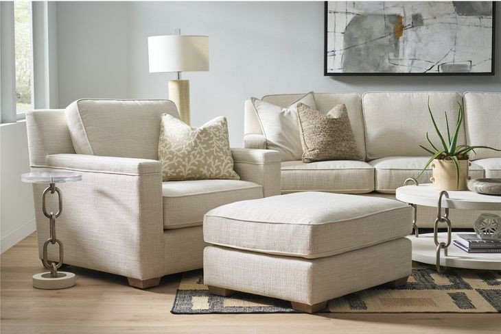 Leah Cream Performance Fabric Rectangular Ottoman