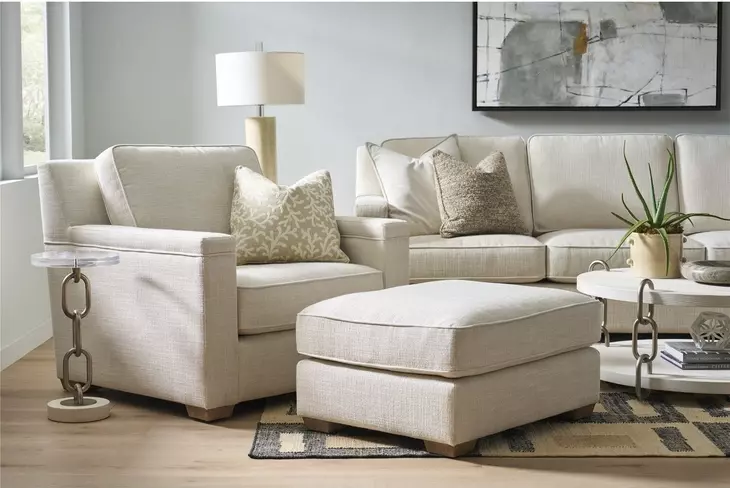 Leah Asbury Oatmeal Performance Fabric Lounge Chair Chair