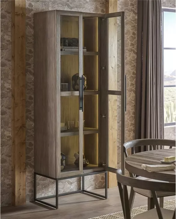 Abode Boulder and Gray 2 Door Display Cabinet with LED
