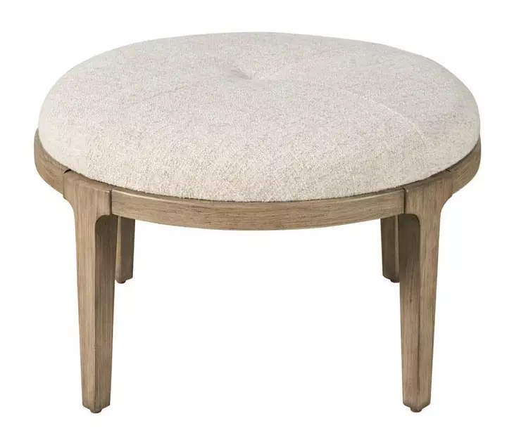 Abode Beige and Boulder Upholstered Round Bunching Ottoman