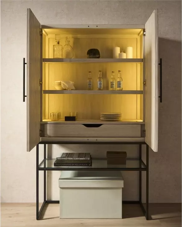 Dwell River Rock and Gray 2 Door Bar Cabinet with LED