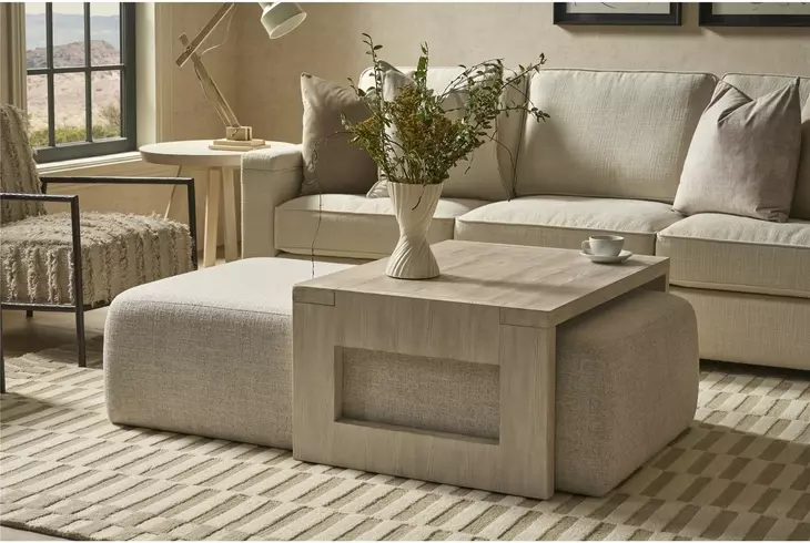 Abode Monique Linen and River Rock Upholstered Nesting Occasional Table Set