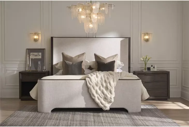 Evermont Beige and Sable Upholstered Panel Bedroom Set
