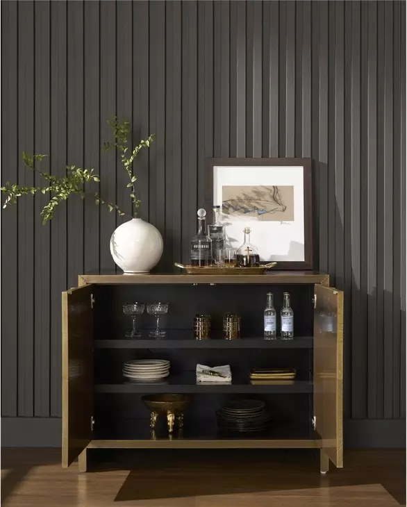 Modern Aged Gold 2 Door Origami Hall Chest