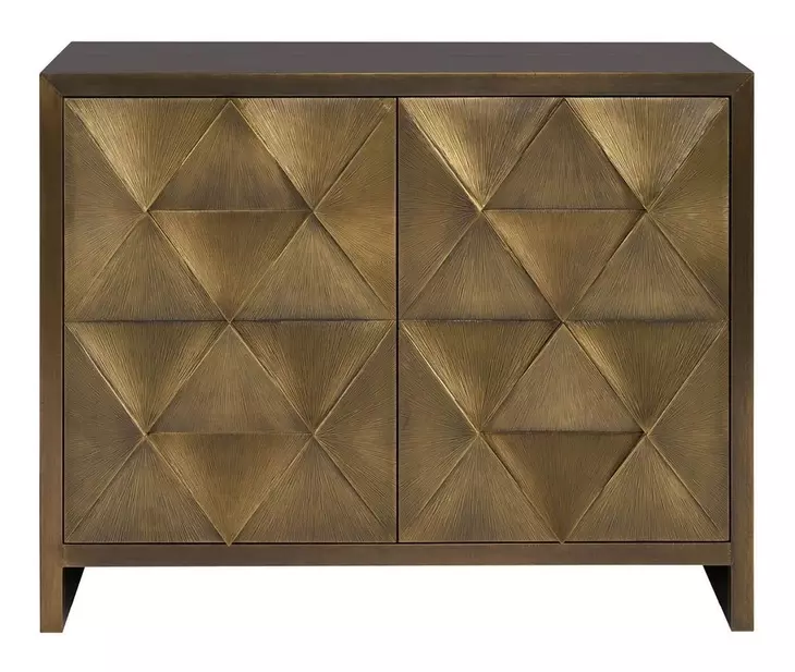 Modern Aged Gold 2 Door Origami Hall Chest