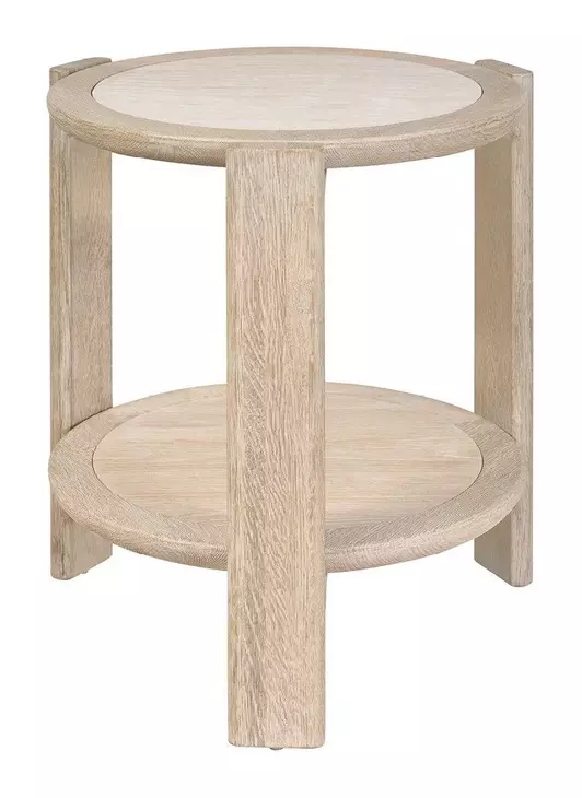 Evermont Desert and White Round Travertine Top Side Table