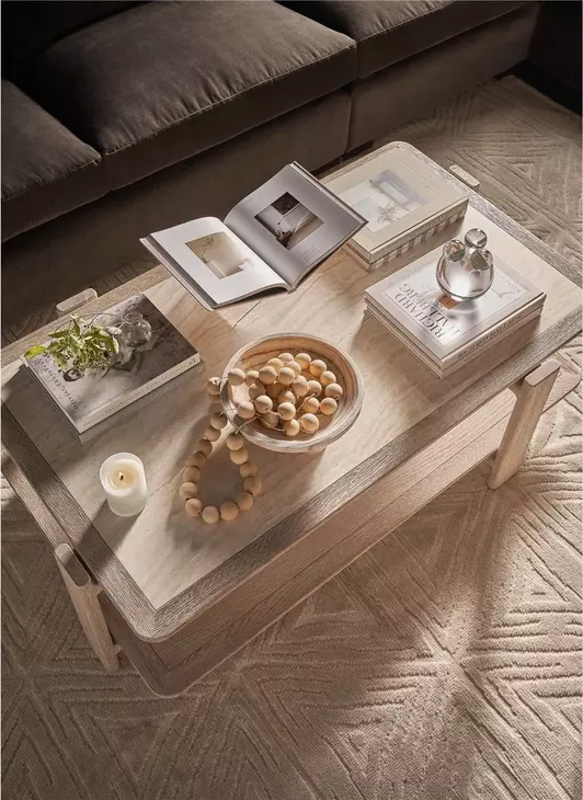 Evermont Desert and White Rectangular Travertine Top Cocktail Table